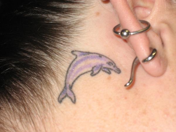 Dolphin tattoo behind ear design