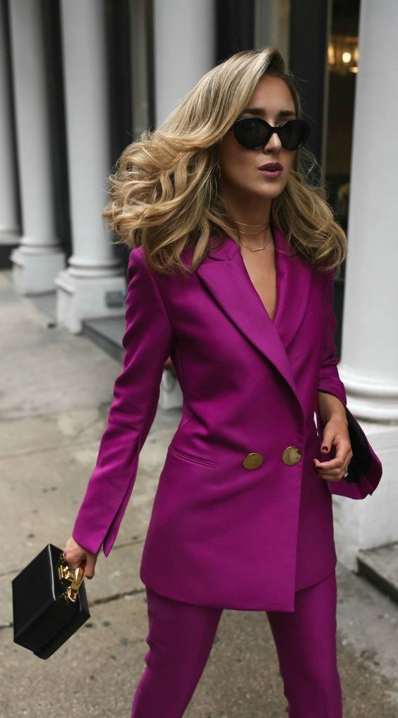 Double-breasted jacket magenta
