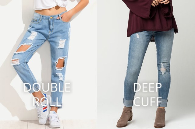 Double Roll Deep Cuff Jeans Women