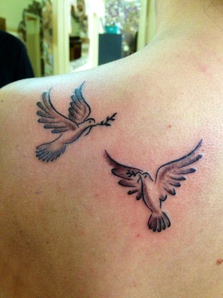 Dove with olive branch tattoo