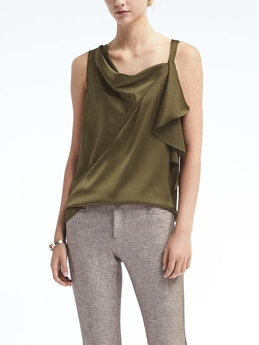 draped top with waterfall neckline