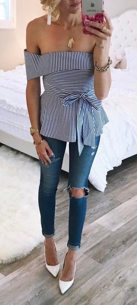 simple ootd top + rips + heels | Dressy outfits, Fashion, Dressy .