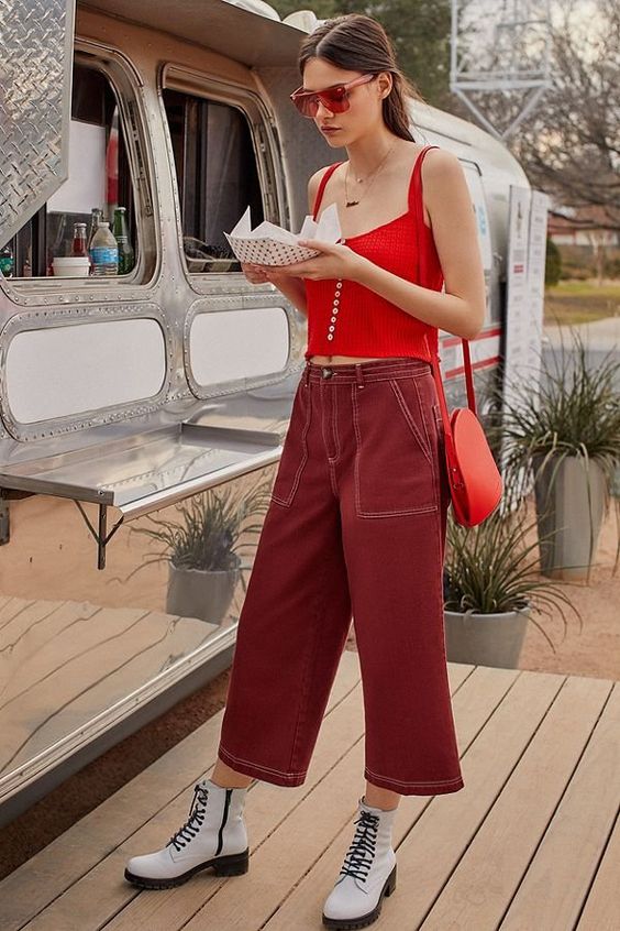 Matchy carpenter trousers red