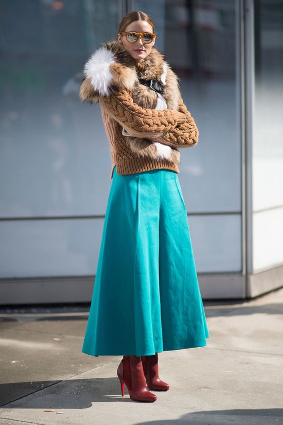 Faux fur scarf teal skirt