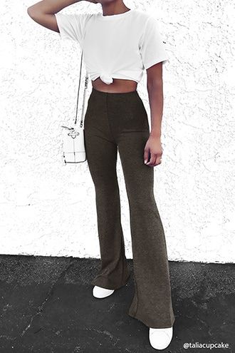 Heathered Knit Flared Pants | Outfits with leggings, Flares outfit .