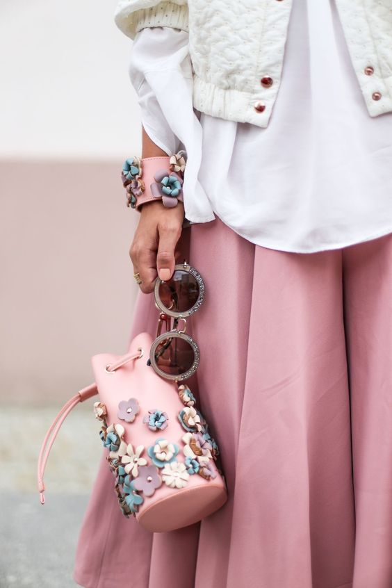 Flowers clutch bag pink backpack