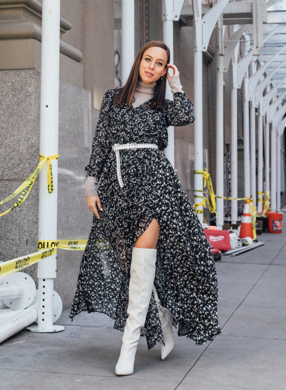 Sydne Style wears french connection floral maxi dress for boho .