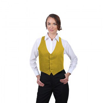 gold short formal waistcoat with white shirt with buttons