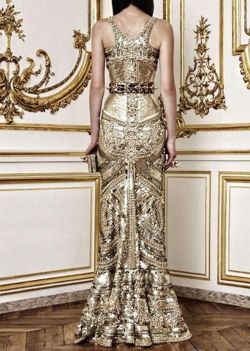 golden sparkling dress embroidered