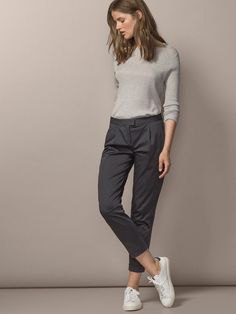 gray cut chinos knit sweater outfit