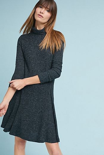 heather gray flared sweater dress
