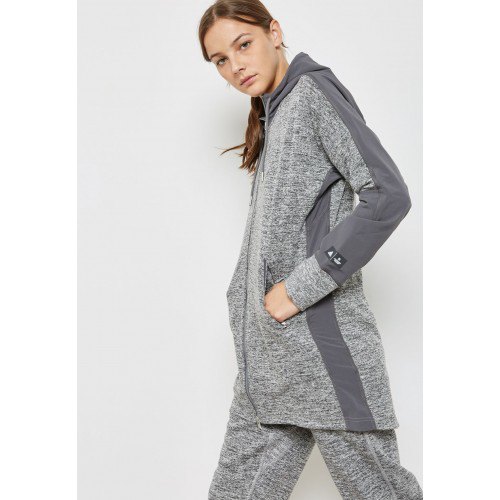 heather gray longline sweater with matching trousers
