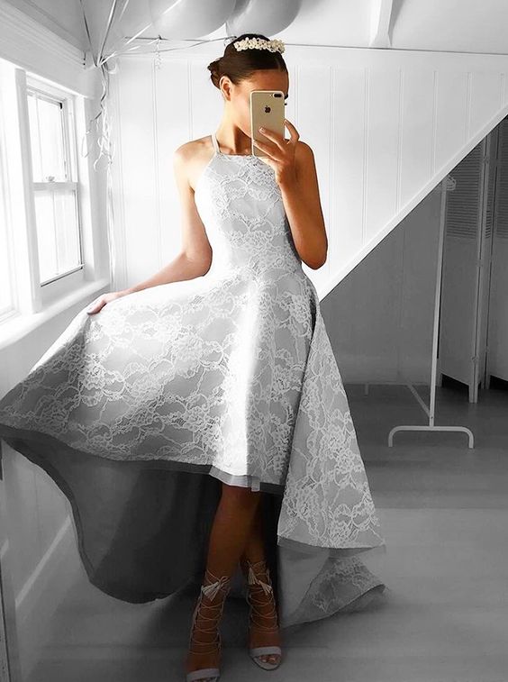 high low ball gown gray