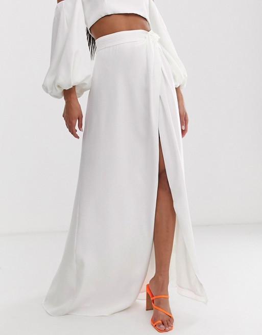 Yaura high waist maxi skirt two-piece in white | AS