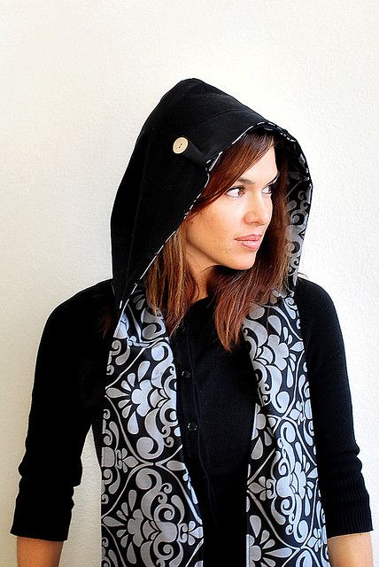 black scarf with hooded scarf