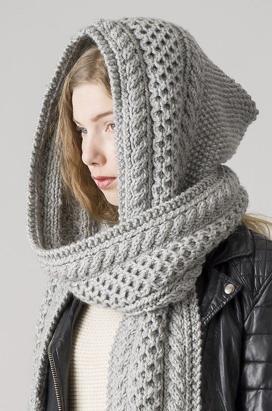 Hooded scarf gray