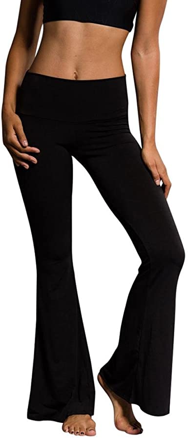 Amazon.com: Women High Waist Elastic Bell Bottom Flare Yoga Pants .