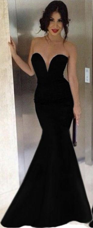 Black Prom Dress Sexy Mermaid Style Evening Party Gown pst0977 .