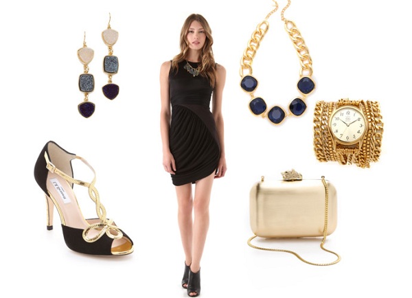 Christmas Party Style Sets With Black Cocktail Dress