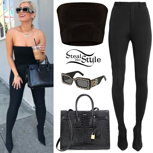 Bebe Rexha: Strapless Top, Black Pantashoes | Steal Her Sty