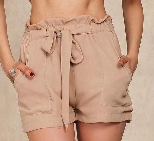 Simplee summer new style chiffon shorts Bow high waist belt shorts .