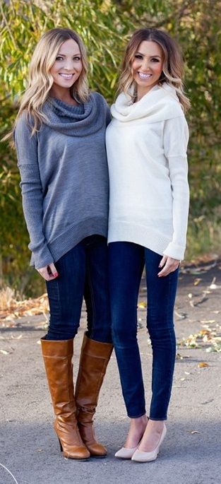 Lux Cowl Neck Sweaters! | Cowl neck sweater outfit, White cowl .