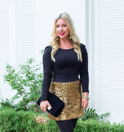 How To Style A Gold Sequin Skirt 2 Ways | The Darling Petite Di