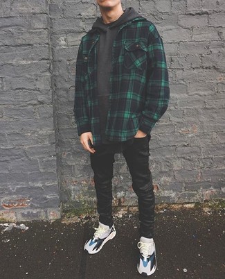 Dark Green Plaid Shirt Jacket Outfits For Men (2 ideas & outfits .