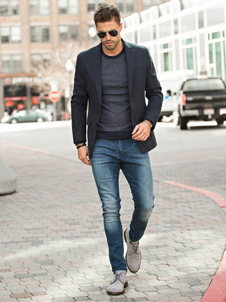 Black Blazer with Grey Dress Shoes Outfits For Men (6 ideas .