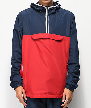 Fashion Style Half Zip Hoodie Stomach Pocket Windbreaker Jacket .