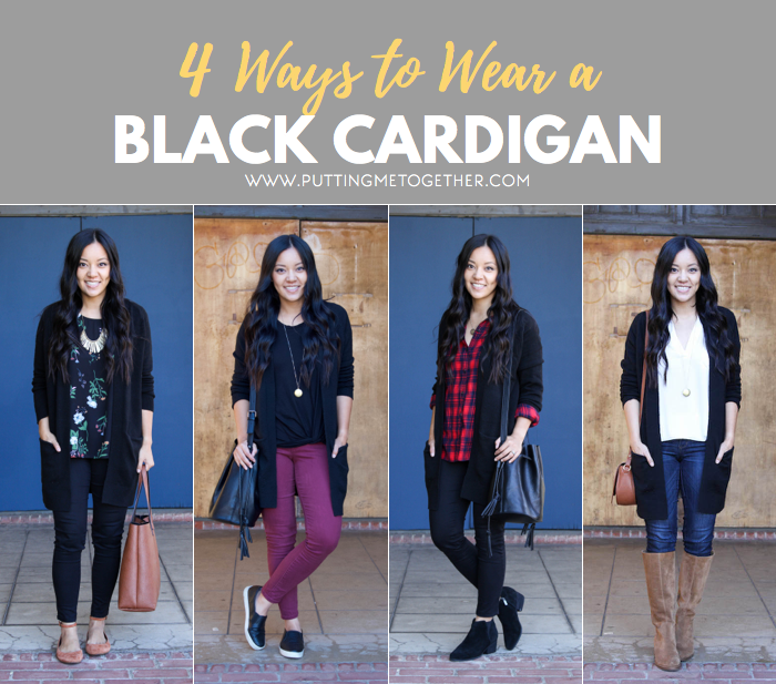 4 Ways to Wear a Black Cardigan - Putting Me Togeth