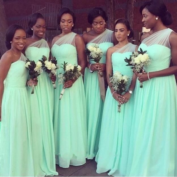 African Bridesmaid Dresses New Cheap Mint Green One Shoulder .