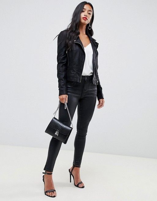 Y.A.S Petite | Y.A.S Petite Leather Biker Jacket | Leather dresses .