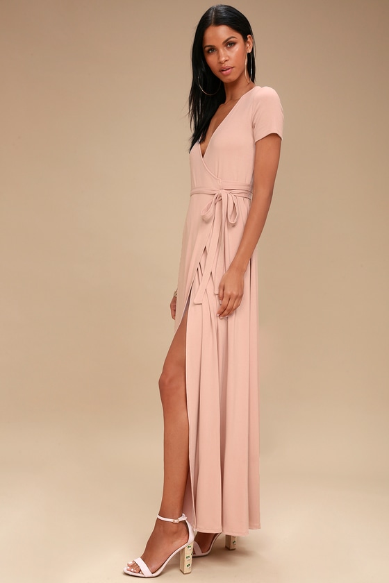 Lovely Pale Pink Dress - Wrap Dress - Maxi Dre