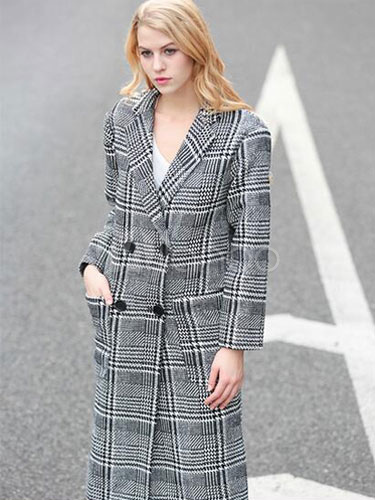British Style Plaid Wool Coat For Woman - Milanoo.c