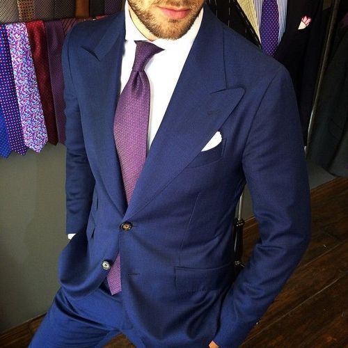 Navy Suit with Purple Tie