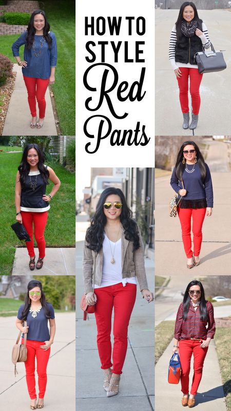 How to style red pants | Red pants outfit, Red pants, Red jeans outf