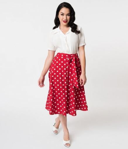 Skirt outfits midi pencil polka dots 30 new ideas | Vintage skirt .