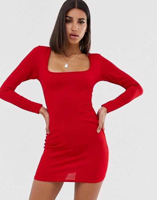 In The Style Scoop Neck Long Sleeve Dress | AS