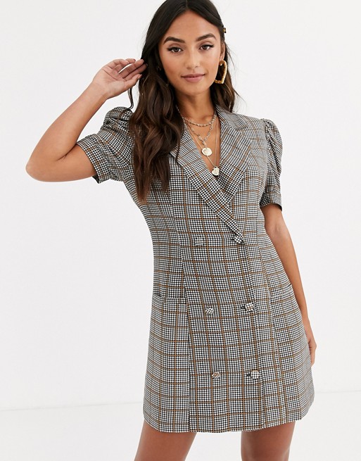 In The Style short sleeve check blazer dress | AS