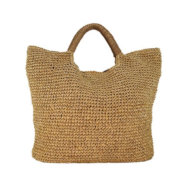 Tote style straw handbag with leather trimming | Straw handbags .