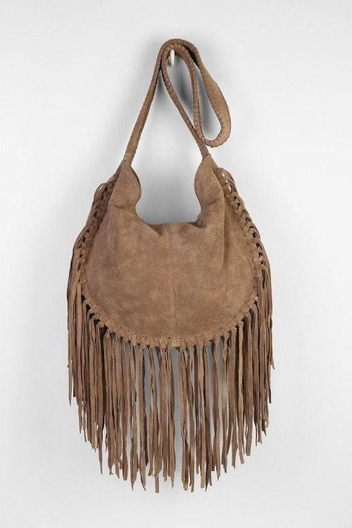 ☮ American Hippie Bohemian Boho Style ~ Suede Leather Fringe Bag .