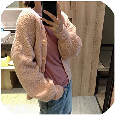 Twist Cable Sweater Coat Flowers Knitted Cardigan Loose Korean .