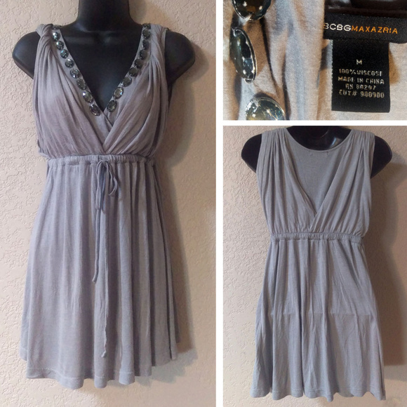 BCBGMaxAzria Tops | Grey Toga Style Tunic Tank Top With .
