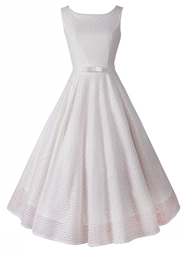 Retro 1950s Vintage Party Swing Dresses - White / Sleeveless .