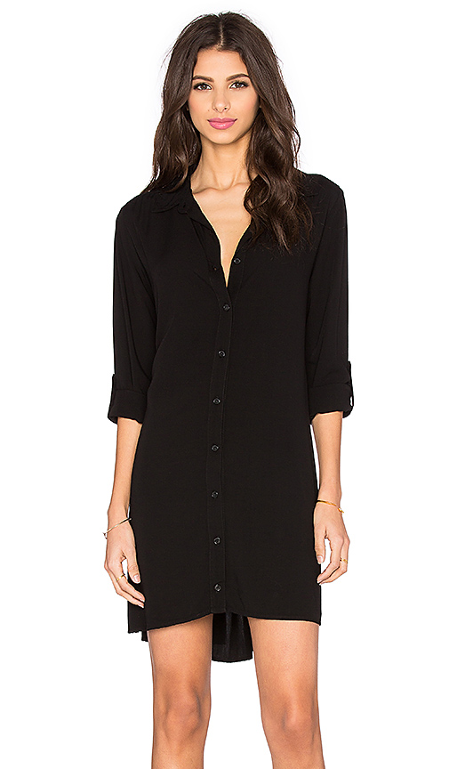 Splendid Button Down Shirt Dress in Black | REVOL