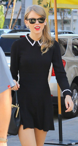 Taylor Swift's Black long sleeve collared dress out in LA | What .