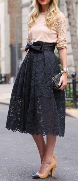 Stylish Ashley: Love the lace skirt with blush top | Fashion .