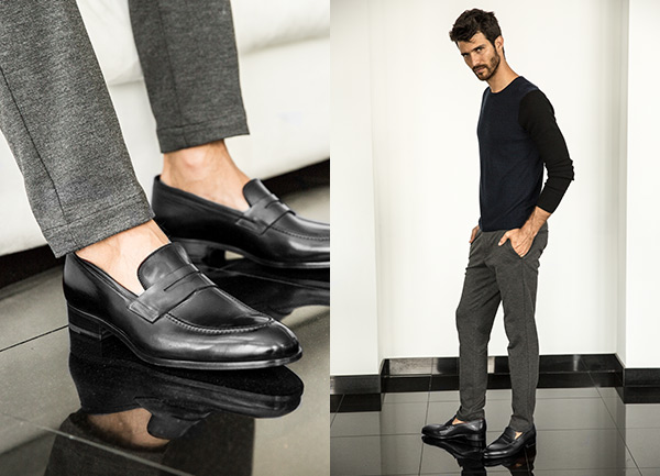 Penny Loafer Shoes in Black Antiq