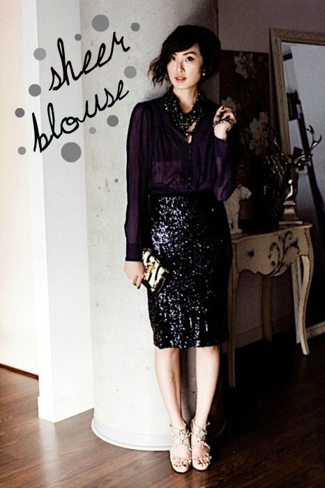 black sequin pencil skirt outfit ideas | Roupa saia lápis, Ideias .